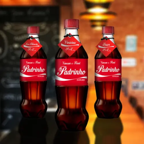 Kit Adesivo 600 ml Rótulo Padrinho Madrinha Refrigerante