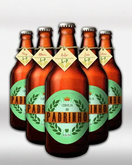 Kit Adesivo Cerveja do Padrinho Rótulo Verde 600 ml a 500 ml