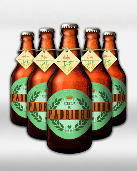 Kit Adesivo Cerveja do Padrinho Rótulo Verde 300 ml a 400 m