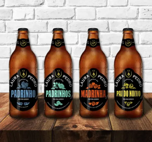 Kit Adesivos 355ml Cerveja do Padrinho Madrinha Rótulo