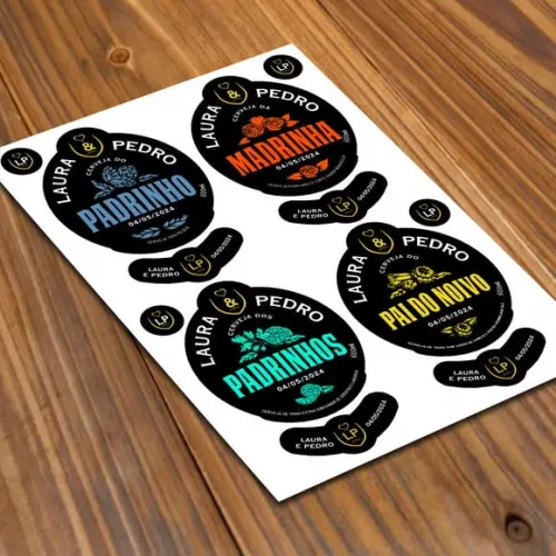 Kit Rótulos Adesivos Cerveja do Padrinho Madrinha 600 ml