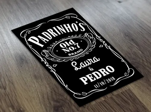 Rótulo 50ml 5,5x3,5cm Whiskey Casamento Padrinho Adesivo