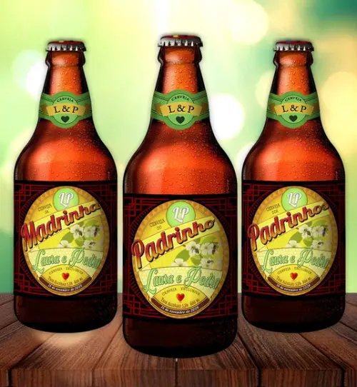 Rótulo Cerveja do Padrinho ou Madrinha Adesivo 300 ml