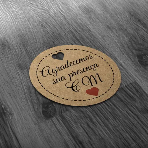 S Tag 4x4cm Agradecimento com Cordão de Sisal