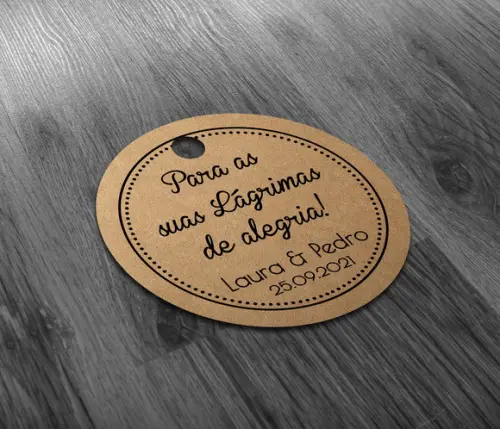S Tag 3,5x3,5cm para as Lágrimas de Alegria Kraft com Sisal