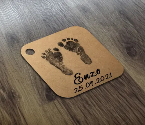 S Tag 4x4cm Branca Chá de Descobrimento com Cordão de Sisal