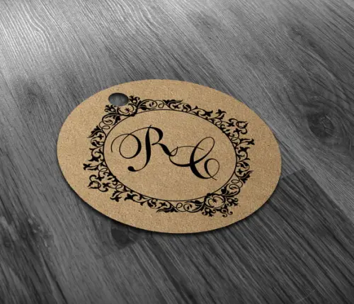 S Tag 4x4cm Monograma com Cordão de Sisal