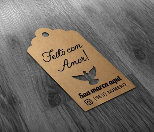 S Tag 5x3cm Kraft Com Sisal - Feito Com Amor - Ave