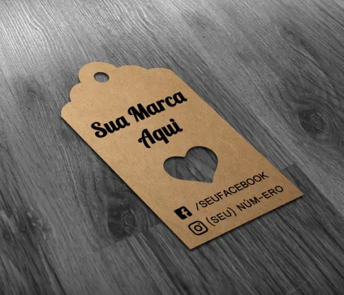 S Tag 5x3cm Kraft com Sisal - Sua Marca Aqui - Coração