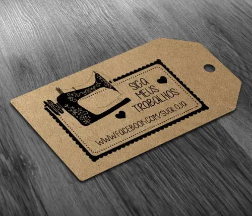 S Tag 7x4cm KRAFT com Sisal Sua Loja Logo Insta Whats