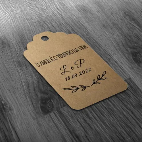 S Tag 7x4cm Kraft com Sisal O Amor é o Tempero da Vida