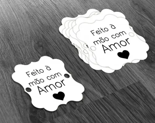 S Tag Branca - 4,5x4,5cm - Feito à Mão com Carinho