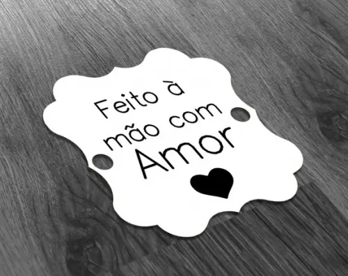 S Tag Branca - 4,5x4,5cm - Feito à Mão com Carinho