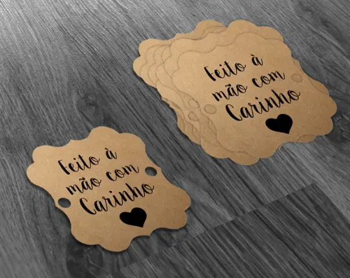 S Tag Kraft - 4,5x4,5cm - Feito à Mão com Carinho