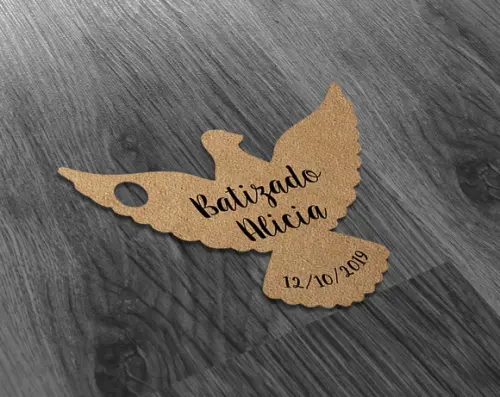 S Tag Kraft - 4,5x3,5cm - BATIZADO AVE - Com CORDÃO DE SISAL