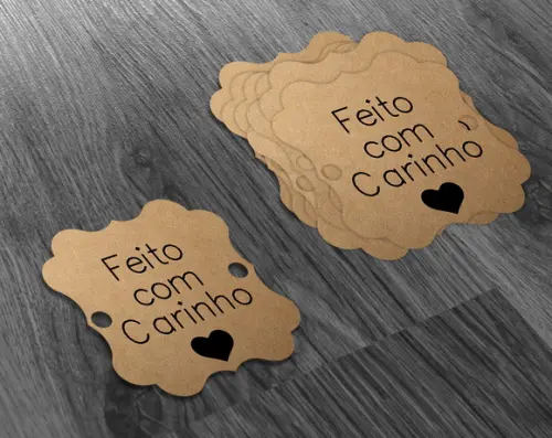 S Tag Kraft - 4,5x4,5cm - Feito com Carinho