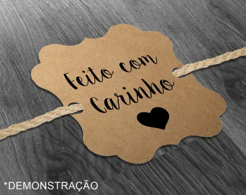 S Tag Kraft - 4,5x4,5cm - Feito com Carinho