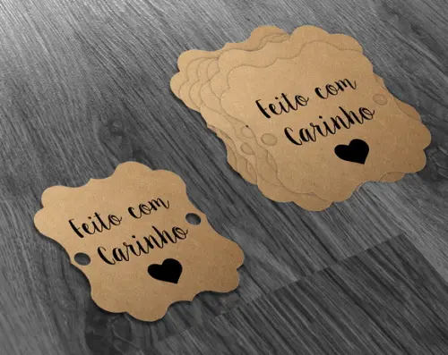 S Tag Kraft - 4,5x4,5cm - Feito com Carinho