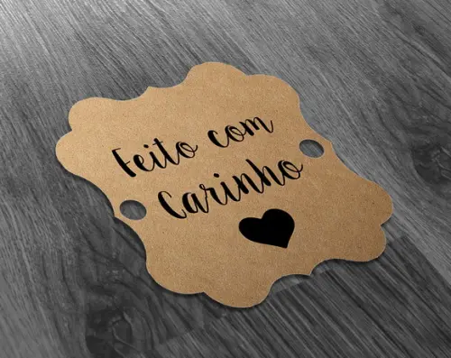 S Tag Kraft - 4,5x4,5cm - Feito com Carinho
