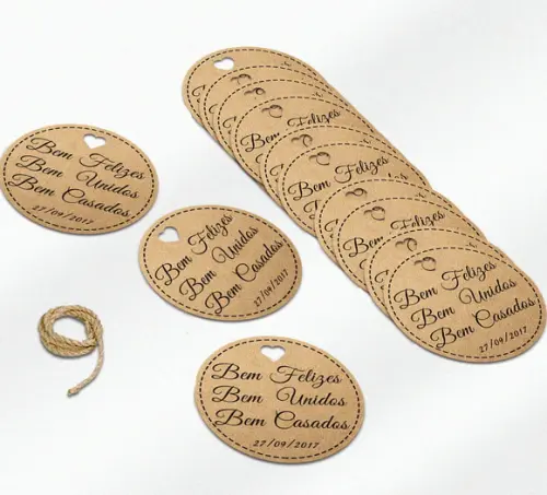 S Tag Kraft 4x4 cm com Sisal - Bem Casado
