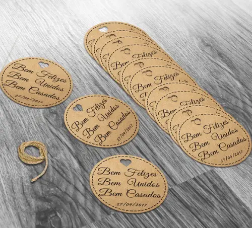 S Tag Kraft 4x4 cm com Sisal - Bem Casado