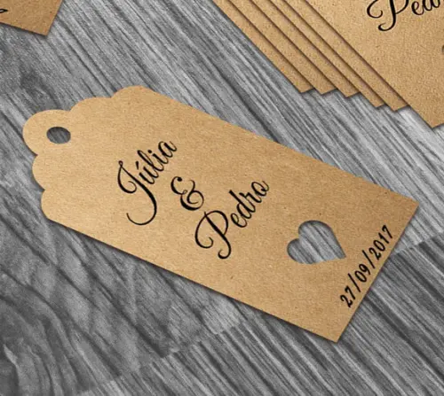 S Tag Kraft com Sisal - Nome dos Noivos e Coração - 7x4cm