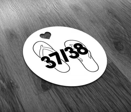 Tag 3,5x3,5cm Numeração de Chinelo Casamento Festas