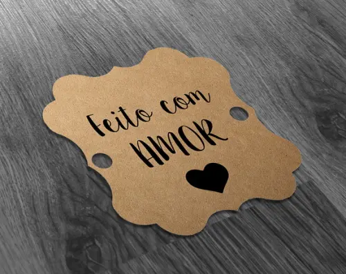 S Tag KRAFT- 4,5x4,5cm - Feito com AMOR