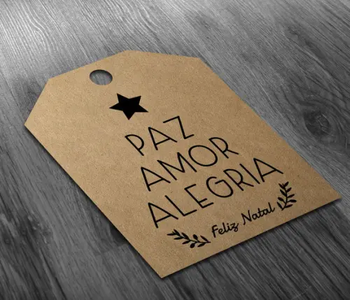 Tag 5x4 cm Kraft Natal com Cordão de Sisal