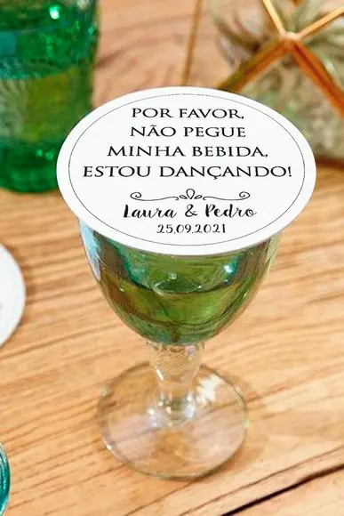 Tag 5x5cm Tampa para Copos Casamentos e Festas