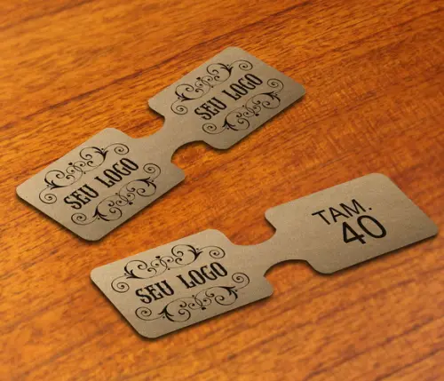 Tag 7x2cm Kraft para Anéis e Alianças com Logo e Numeração