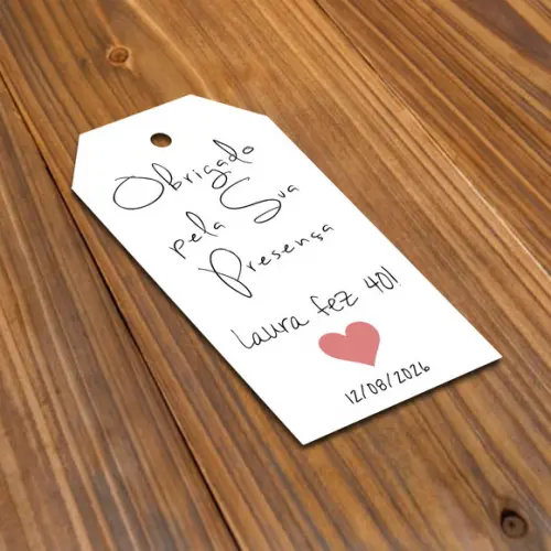 Tag Branca - 5x3cm - Agradecimento