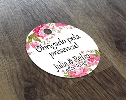 Tag Floral 180g 4x4 cm Obrigado pela Presença