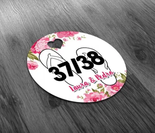 Tag Floral 3,5x3,5cm Numeração de Chinelo Casamento Festas