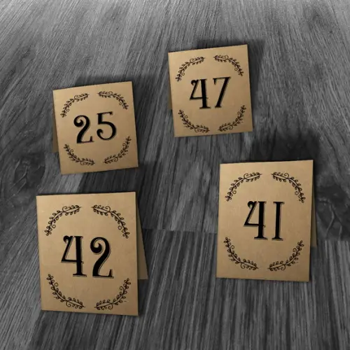 Tag de Mesa 10x7,5cm Kraft Numerada