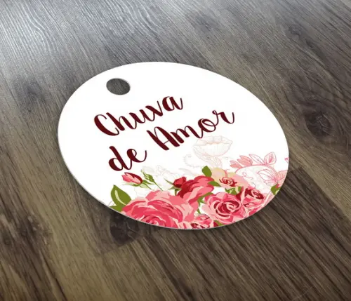 Tag Floral 180g - 4x4 cm - Chuva de Amor