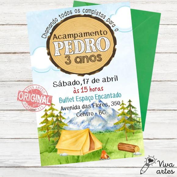 Convite Digital Acampamento Noite do Pijama