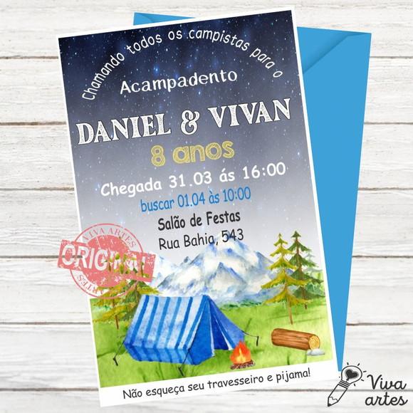 Convite Digital Acampamento Noite do Pijama
