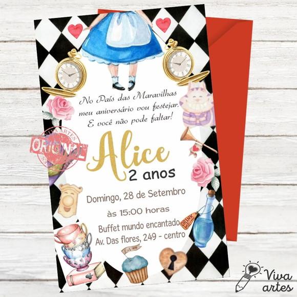 Convite Digital Alice no País das Maravilhas