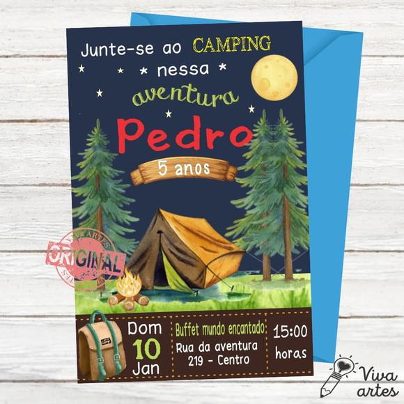 Convite Digital Acampamento Noite do Pijama