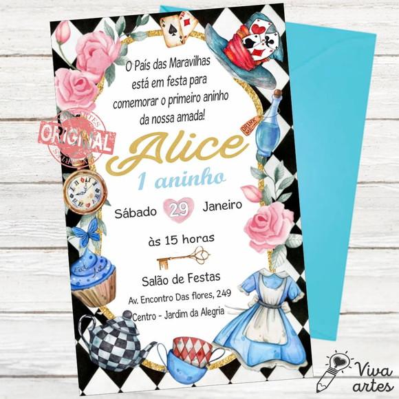 Convite Digital Alice no País das Maravilhas
