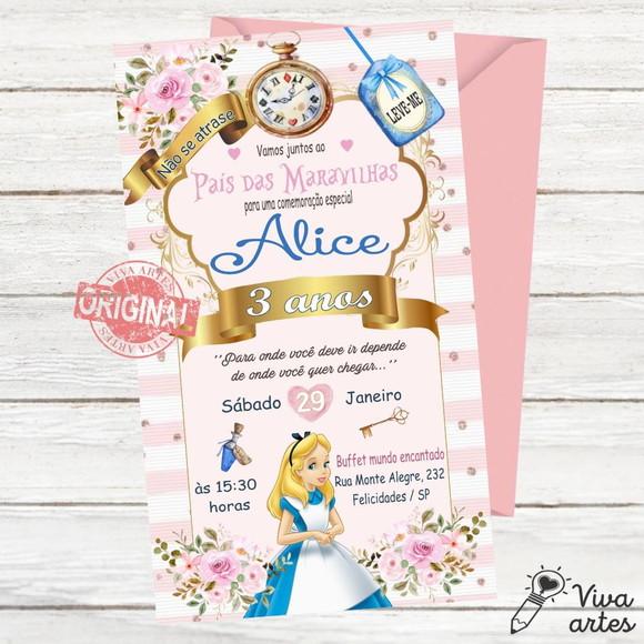Convite Digital Alice no País das Maravilhas