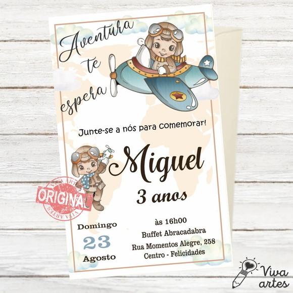 Convite Digital Aviador Menino