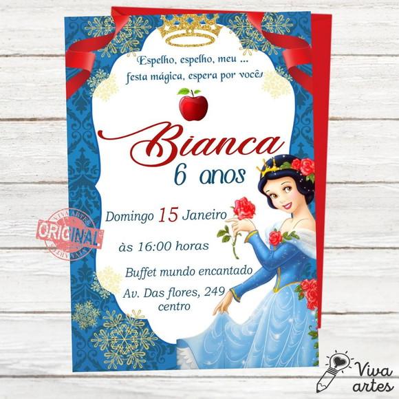 Convite Digital Branca de Neve
