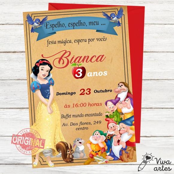 Convite Digital Branca de Neve