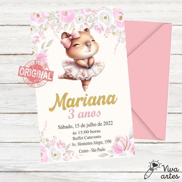 Convite Digital Capivara Menina