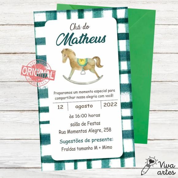 Convite Digital Chá de Bebê Cavalinho de Balanço