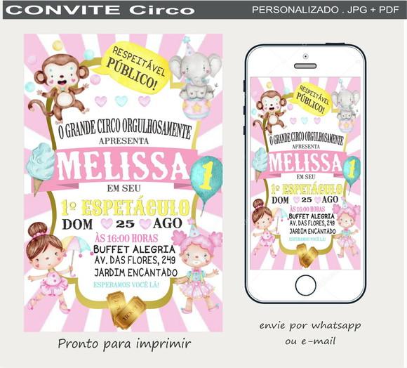 Convite Digital Circo Rosa