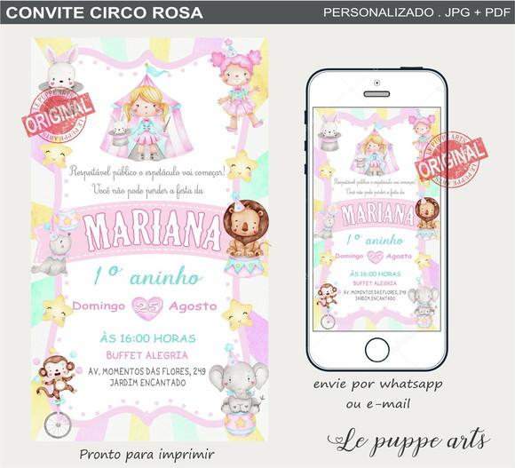 Convite Digital Circo Rosa