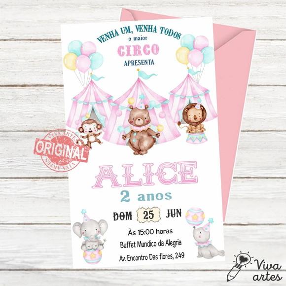 Convite Digital Circo Rosa